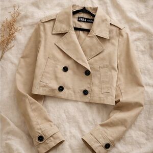 SOLD Zara Women's Beige Double-Breasted Trench Coat